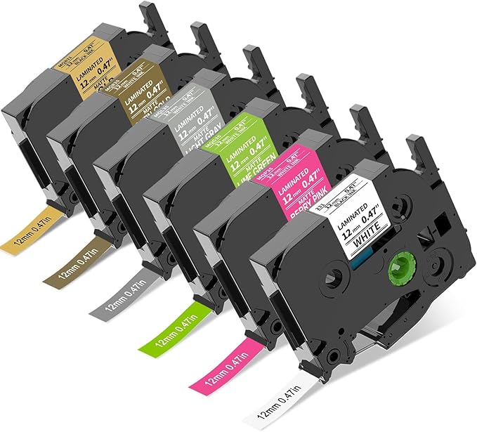 COLORTY Replacement for Brother P-Touch Label Maker Tape TZe 12mm 0.47 by COLORTY