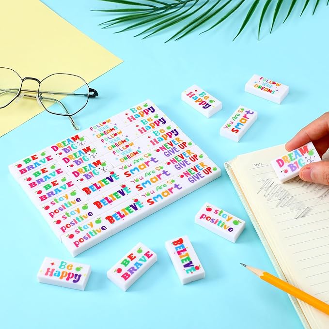 Dunzoom 100 Pcs Inspirational Pencil Erasers Bulk - Image 5