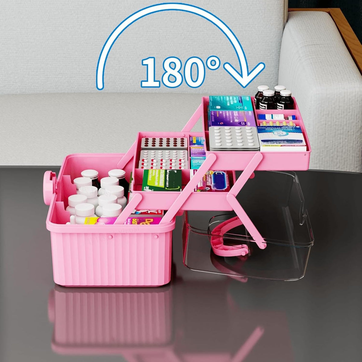 yieach plastic sewing box organizer with handle- portable, close-up detail