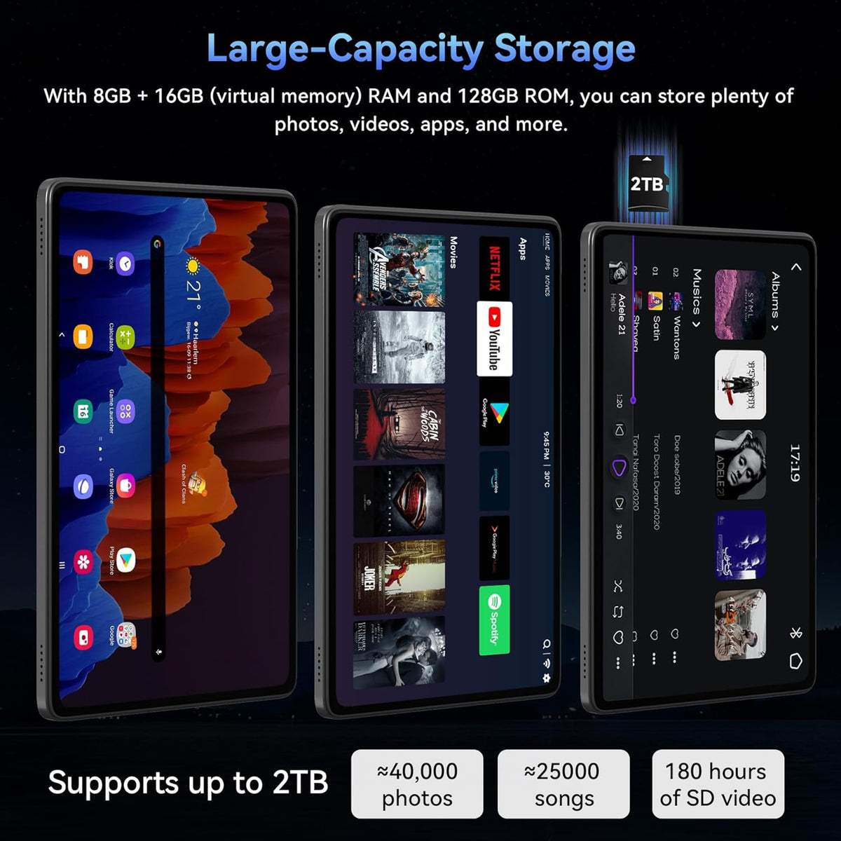 Tablet, 11 Inch Android 16 Tablets with Keyboard Gemini AI 3.5, 24GB+128GB