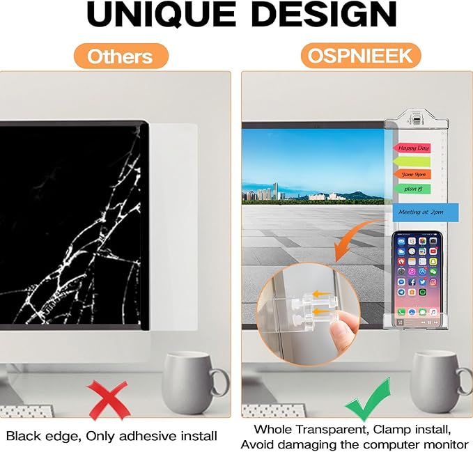 Monitor Memo Boards for Computer, Whole Transparent 2 Pack Multifunction - Image 3