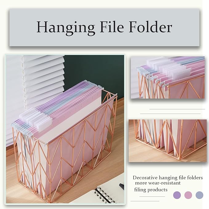 Fei Bi Hanging File Organizer, File Organizer, File Box, Rose Gold File Box - Image 5