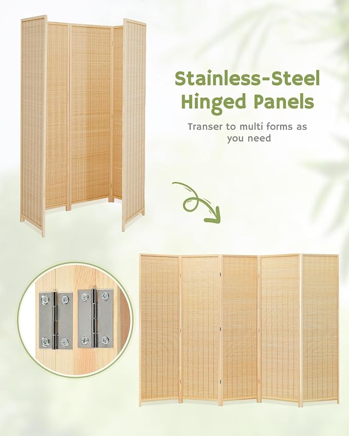 JOSTYLE Room Divider Folding Privacy Screen, 5 Panel Room Dividers 6 ft. Tall - Image 7