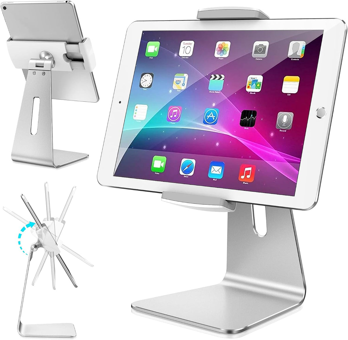 AboveTEK Elegant Tablet Stand, Aluminum iPad Stand Holder, Desktop Kiosk POS