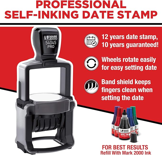 Mark 2000 54045 Professional Self Inking Round Date Stamp - Image 2