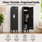 BUTISOW Lockable Metal Storage Locker with Card Slot (15" W x 15" D) Durable Storage Cabinet, Lockers for Employees & Kids, Fits Bedroom Gym School & Office (Black, 54" - 1 Door)