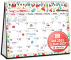 CRANBURY 2026-2027 Small Desk Calendar 8x6, Standing Flip Calendar | Compact 8x6 desktop calendar features monthly layouts with large writing blocks for schedules and reminders.