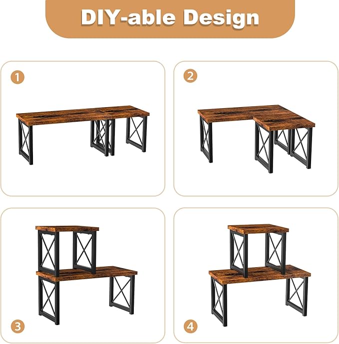 HavenlyYouth Desk Shelf, 2 Tier Wood Desktop Bookshelf, Adjustable Freestanding - Image 5