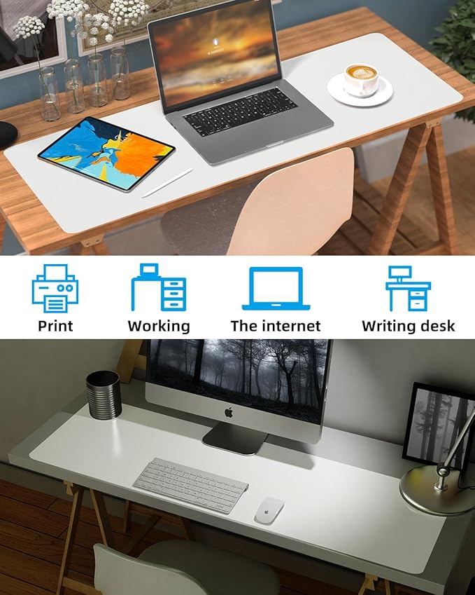Leather Desk Pad Protector, Large Desk Mat, Mouse Pad, Non-Slip PU Leather Desk - Image 6