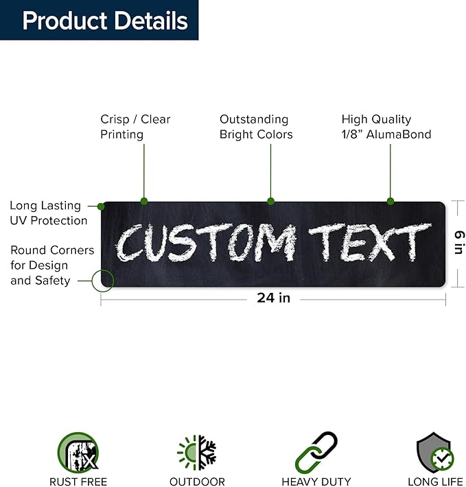 Custom Sign, Custom Street Sign, 11 Font Colors, 13 Font Styles, 4 Hole Options - Image 6