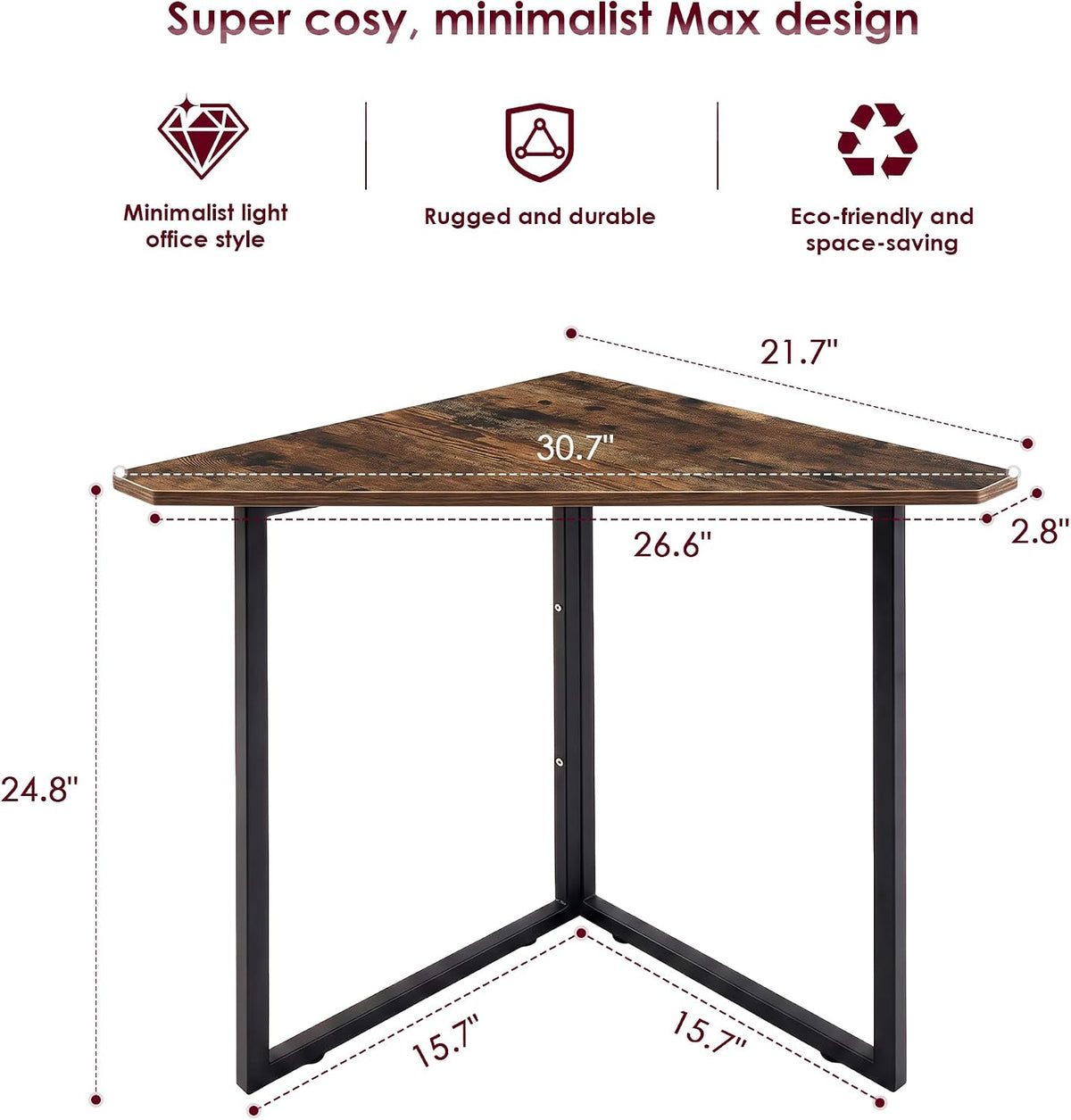 VECELO Corner Desk,Office Tables for Living Room for Small Space Triangle Com...
