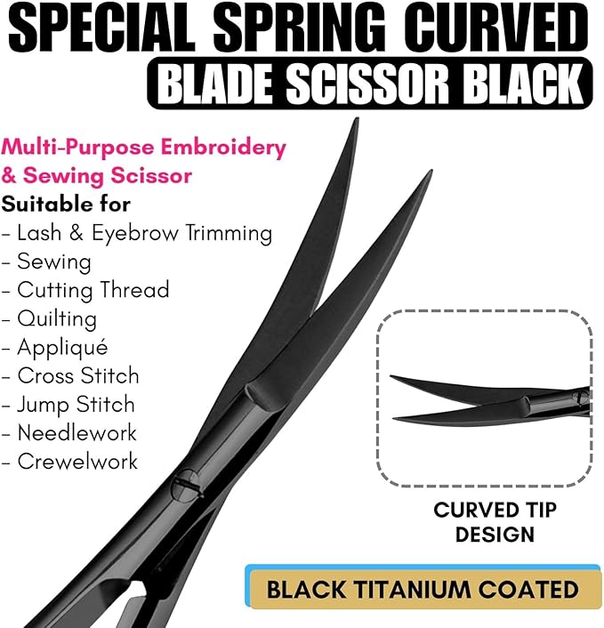 Cross Edge Curved Spring Scissors 5 Inch Stainless Steel Precision Eyebrow & - Image 2