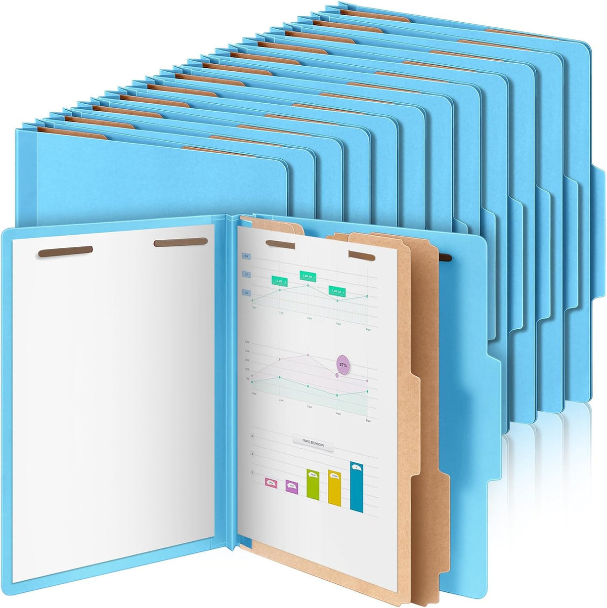 Skyygemm 36 Pcs Classification Folders Letter Size, 2 Divider Pressboard File