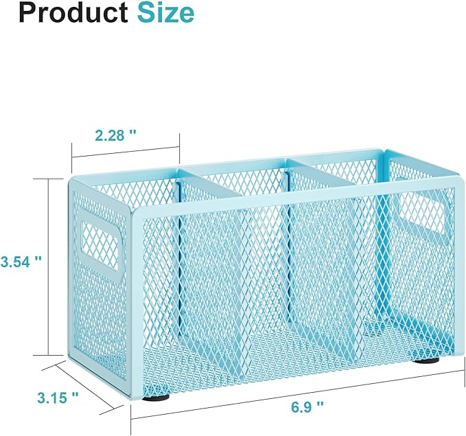 Marbrasse Mesh Pen Holder for Desk, Pencil Holder Desk Organizer 3 Adjustable - Image 2