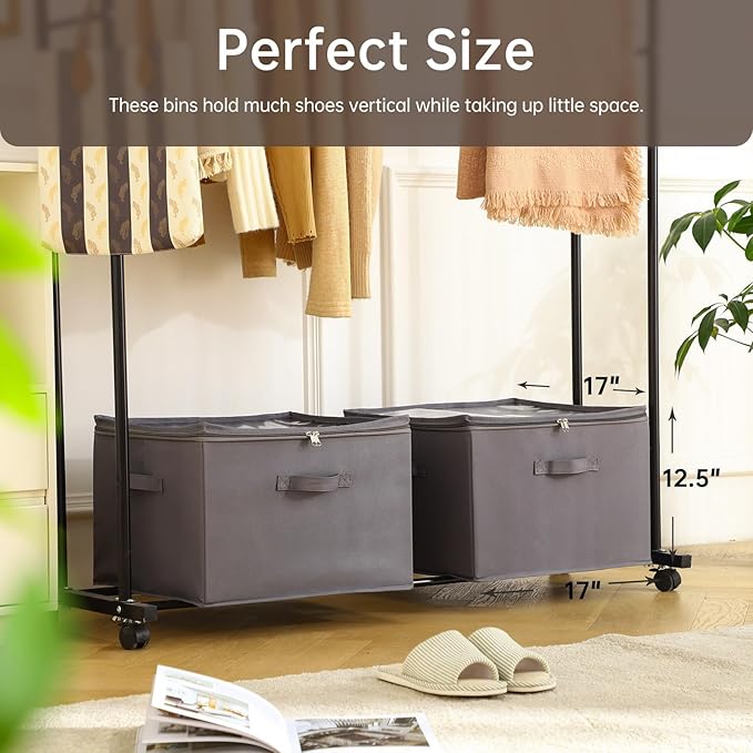 INSTY 2 Pack Shoe Organizer for Closet, Fits up to 32 Pairs, Adjustable - Image 2