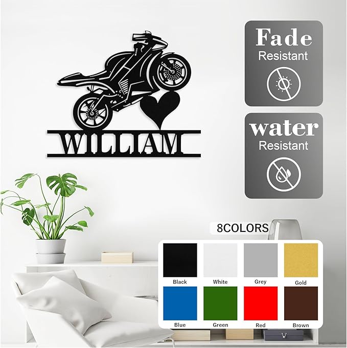 Custom Motorcycle Metal Signs Personalized Dirt Biker Name Sign Custom Garage - Image 4