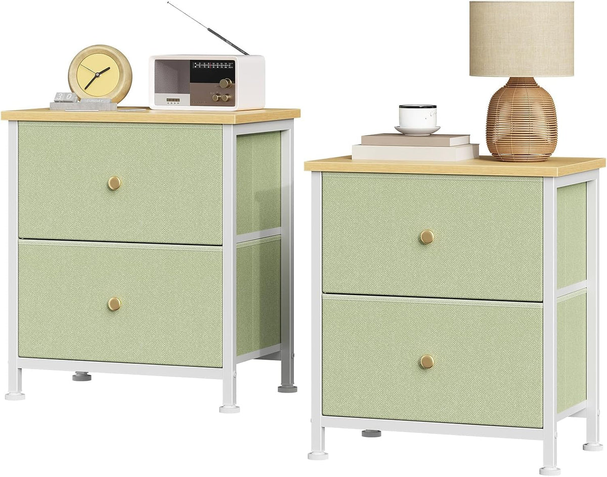Sweetcrispy Nightstands Set of 2 with 2 Storage Drawer, Small Bedside Table