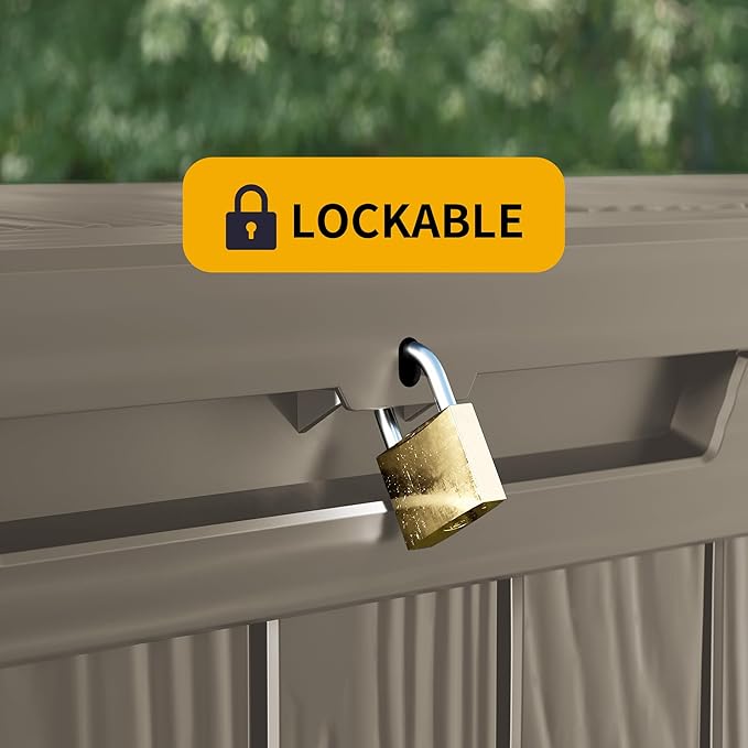 Decksplore 150 Gallon Outdoor Storage Box Waterproof Lockable Resin Deck Box - Image 5