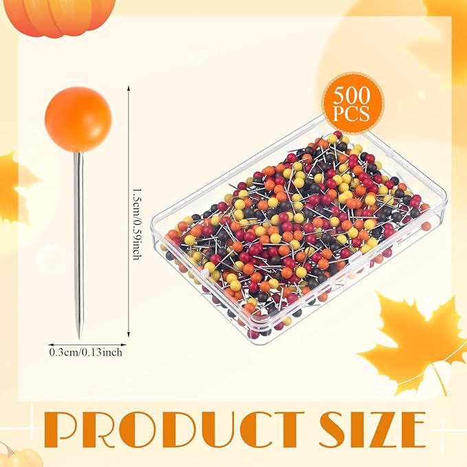 WILLBOND 500 Pack Map Push Pins Map Tacks Small Round Head Push Pins Thumb Tacks - Image 2
