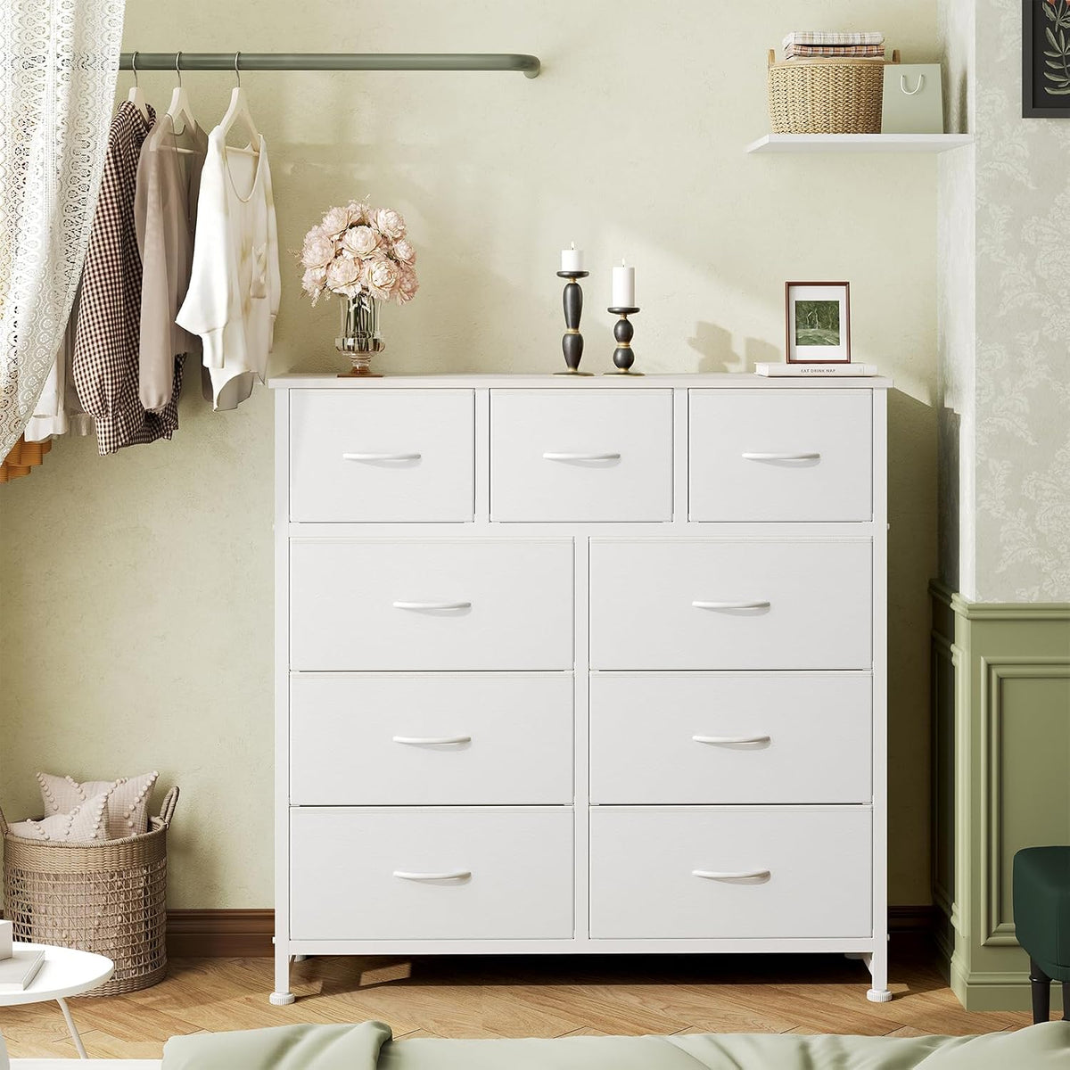 DUMOS 9 Drawer Dresser for Bedroom, Storage Organizer Chest of Drawers
