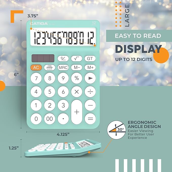 CATIGA 12 Digit Desktop Calculator Basic Desk Calculator - Image 6