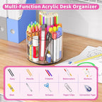 Wawocs Small Pencil Organizer for Desk Acrylic 4 Compartments, Tiny Rotating - Image 3