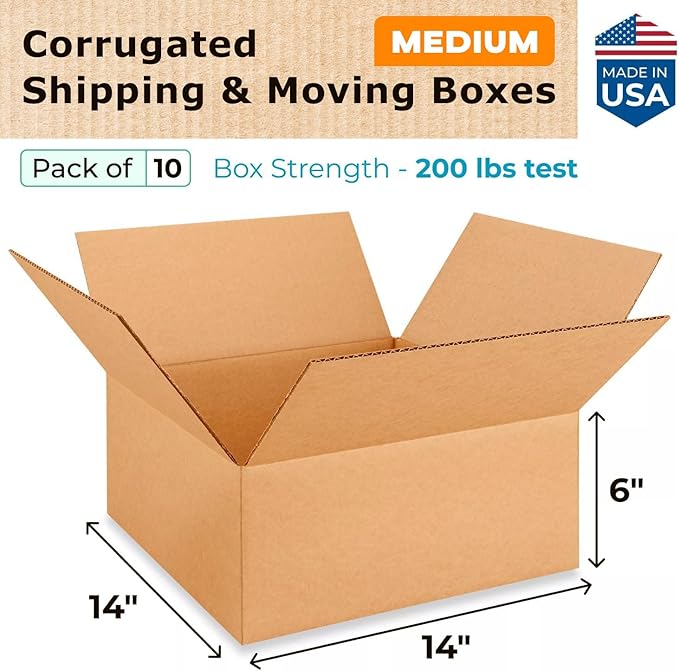 Medium Moving & Shipping Boxes 14x14x6 inches - Image 2