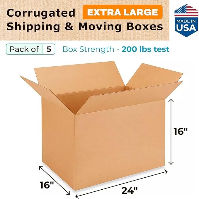 Extra Large Shipping & Moving Boxes 24 x 16 x 16 inches - Image 2