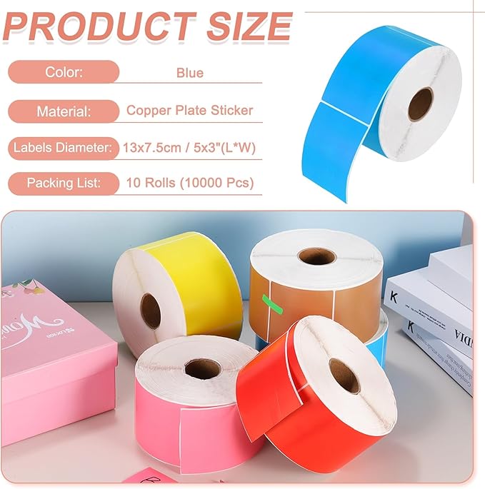 PATIKIL 1000Pcs Colored Coding Labels Stickers, 5x3 Inch Rectangle Inventory - Image 2