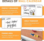 MAKELLO Dry Erase Calendar for Wall 36" x 24", Large Calendar Whiteboard - Image 8