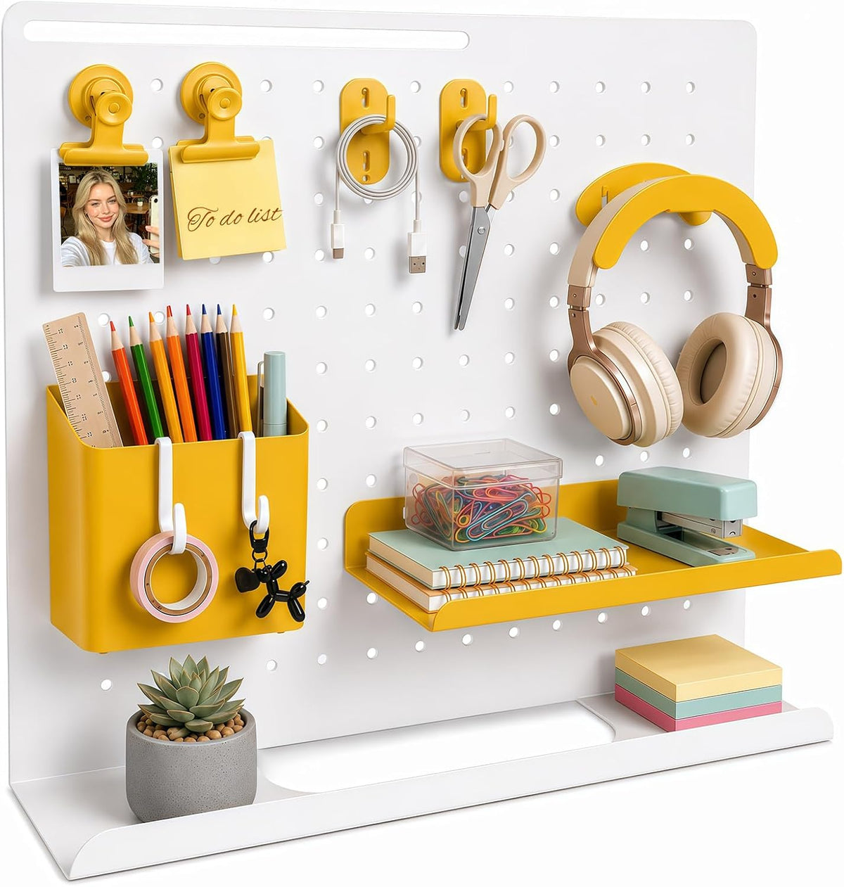 Metal Desk Pegboard Organizer, No Drill Modular Storage Kit 10 Accessories 15...