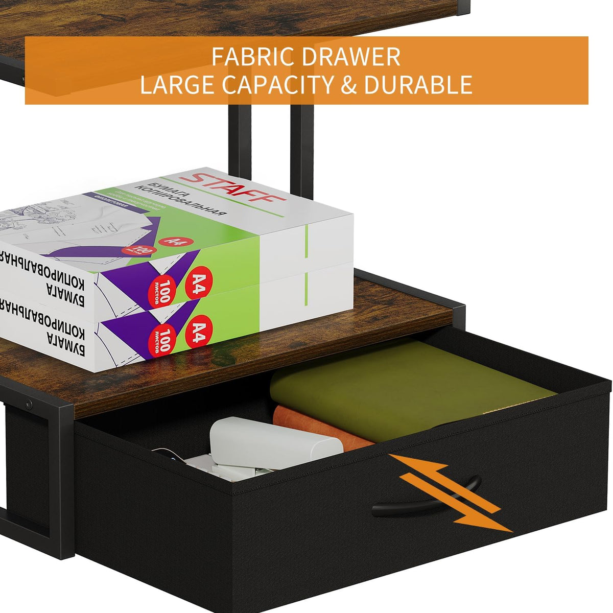 Printer Stand with Storage for Desk, with Fabric Drawer Desktop Printer Stand...