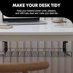 SEWCHICS Under Desk Cable Management Tray Cable Organizer Rack No Drill Black - Image 9