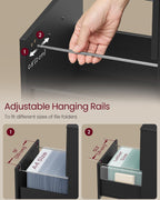 vasagle 2-drawer file cabinet, small rolling filing cabinet showing dimensions