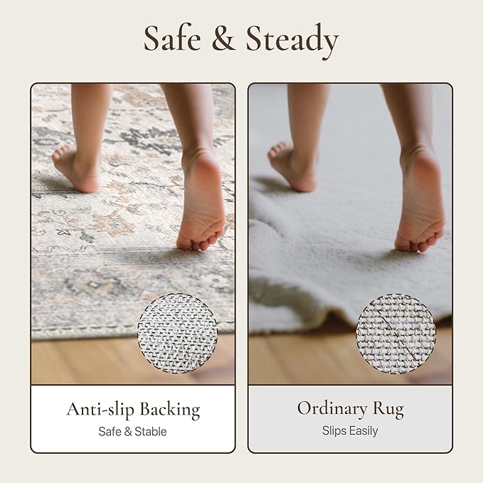 GENIMO 5x8 Area Rugs for Living Room, Machine Washable Low Pile Rugs, Chenille - Image 5