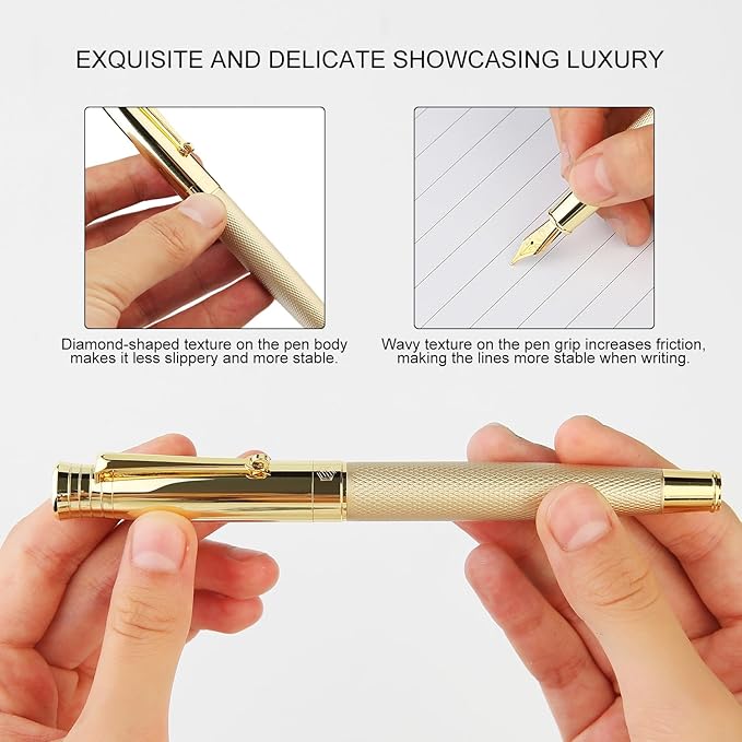 GC QUILL Fancy Fountain Pen Set – Fine and Medium Nibs, 18 Ink Cartridges - Image 4