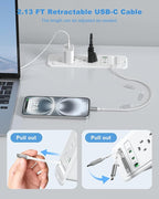 Recessed Power Strip with Retractable USB C Cable, 2 PD 20W USB C, Flush Mount - Image 2