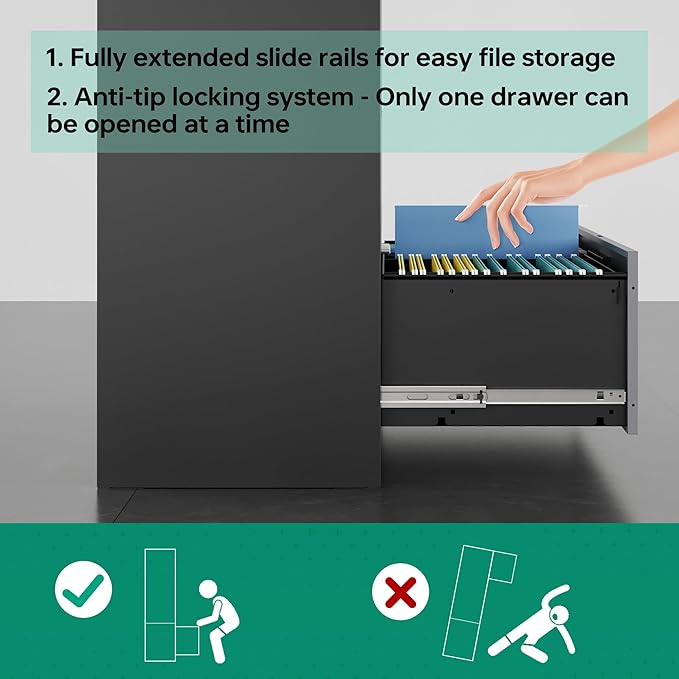 Letaya 4 Drawer Lateral Metal Filing Cabinet - Image 4