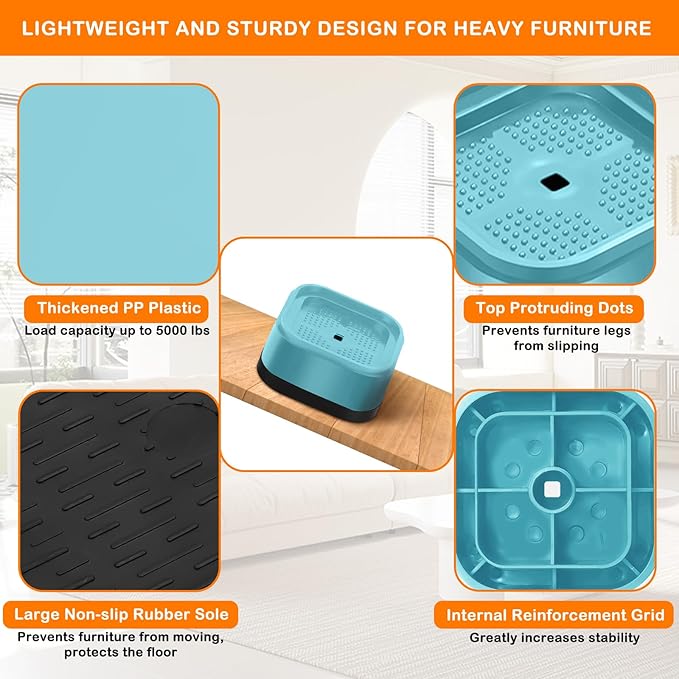 shouwuhho 4 Pack Furniture Risers Adjustable Bed Risers Heavy Duty Lifts Height - Image 5