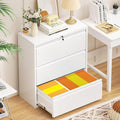 INTERGREAT 3-Drawer White Lateral File Cabinet, Locking Metal Lateral Filing by INTERGREAT