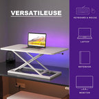 Decoholic White Small Single 24 inch Scissors Lift Keyboard and Mouse Riser - Image 5