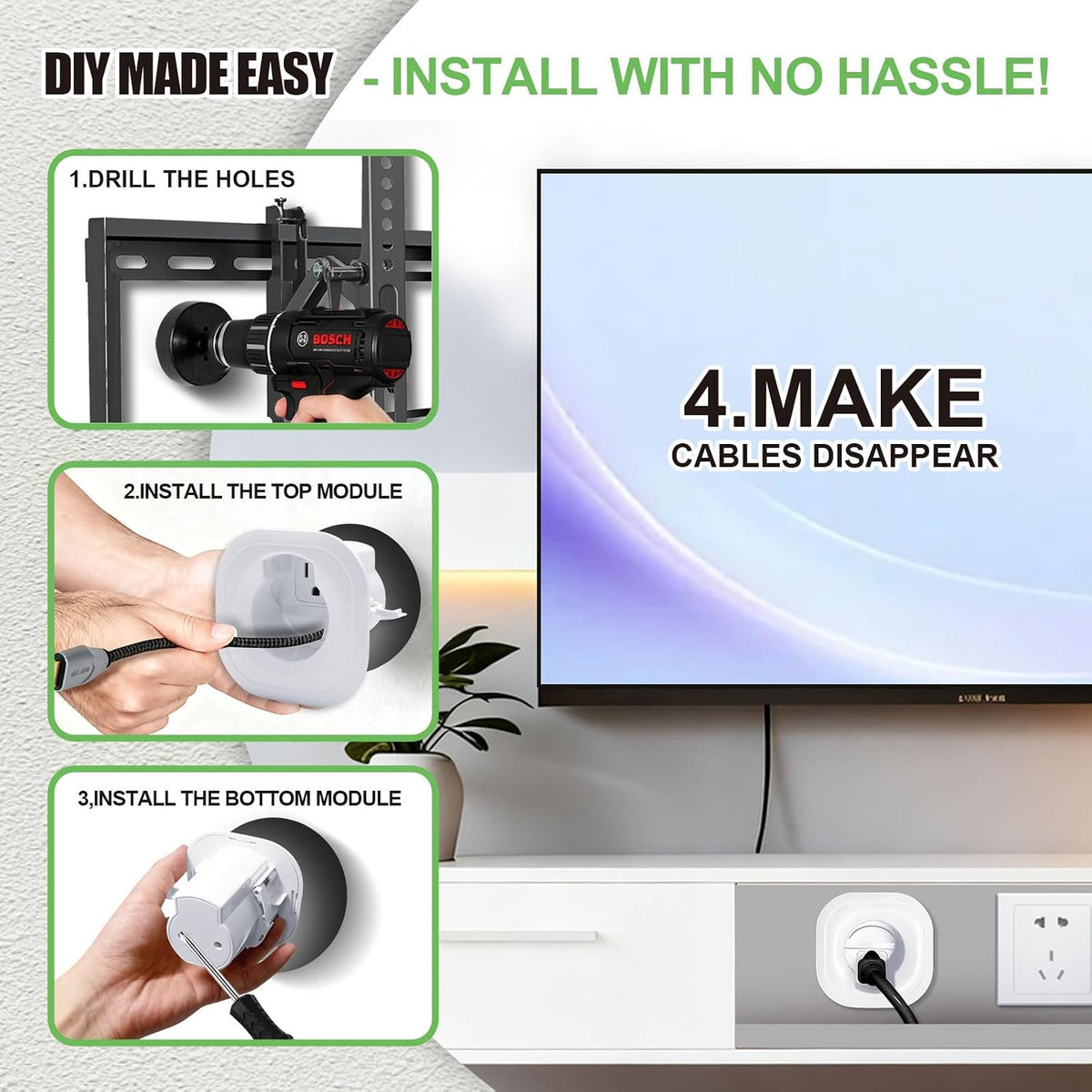 in-Wall Cable Management Kit, Wire Manager for Power and Low Voltage Cables, ...