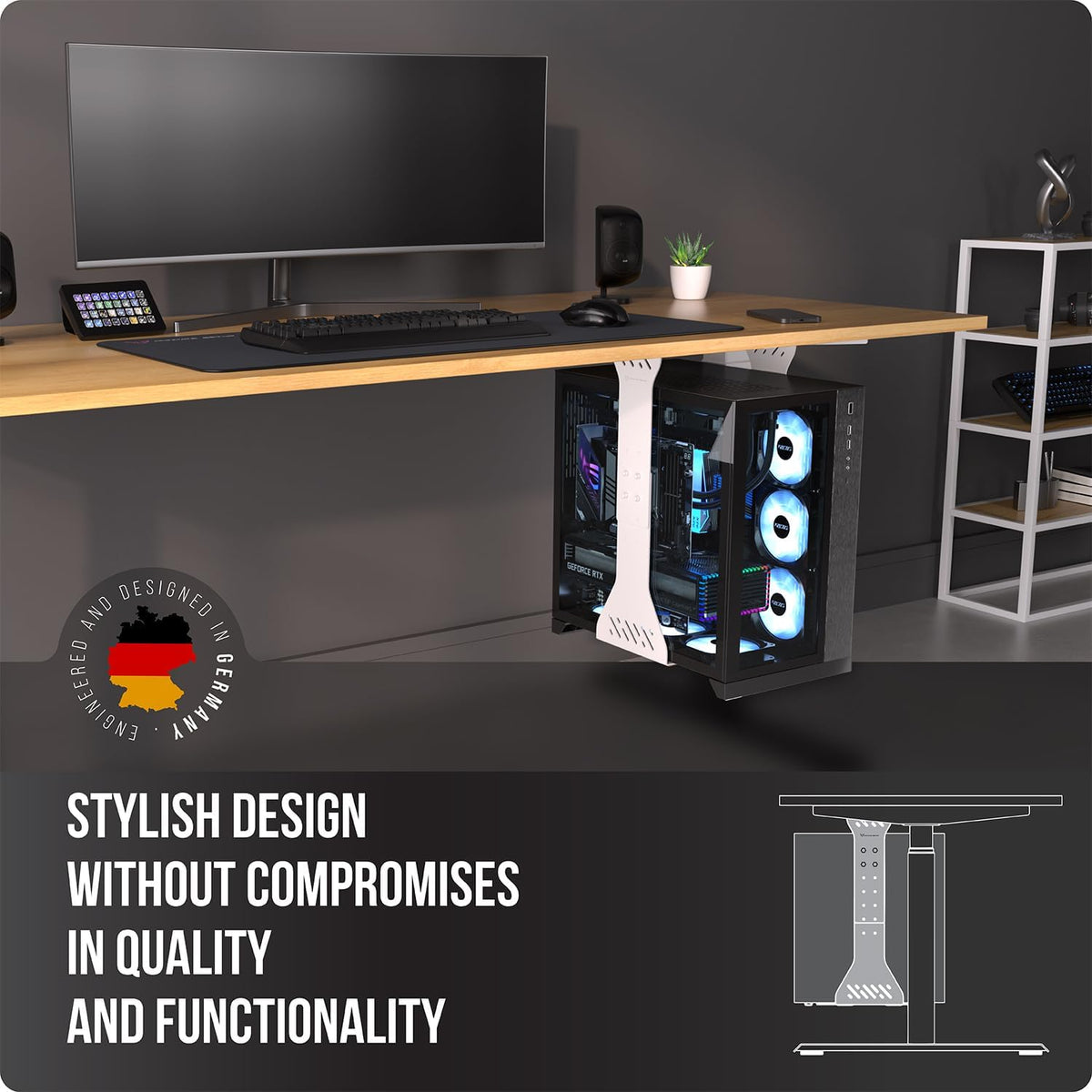 Heavy Duty Under Desk PC Holder – Up to 77 lbs Load Capacity - Adjustable Com...