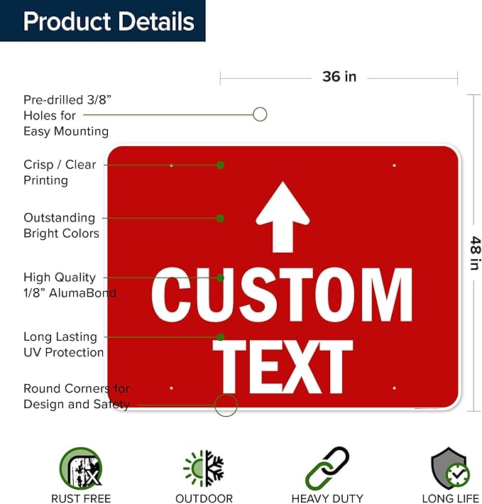 Custom Arrow, Custom Directional Sign, Up Arrow, 36x48 Inches, Rust Free DiBound - Image 6