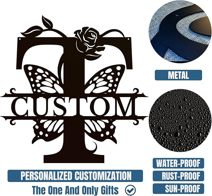 Personalized Custom Letter Name metal Signs, Custom Black Letter Monogram Wall - Image 6
