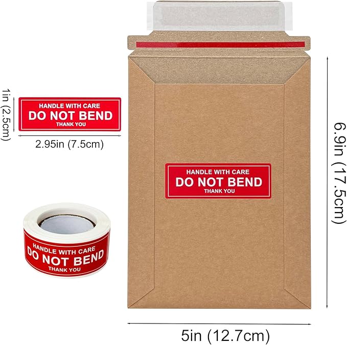 Neehows 100 Pack 5x6.9" Rigid Mailers Cardboard Envelopes, 400GSM Kraft Photo - Image 4