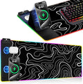 XXL Mouse Pad with Phone Holder, RGB Desk Mat with 15W Fast Charging, LED Large by miroddi