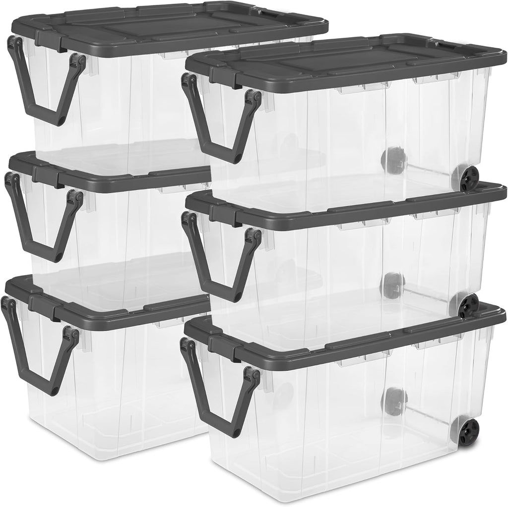 Sterilite 6-Pack Modular Stacker Box, Durable Clear Plastic Storage Bins