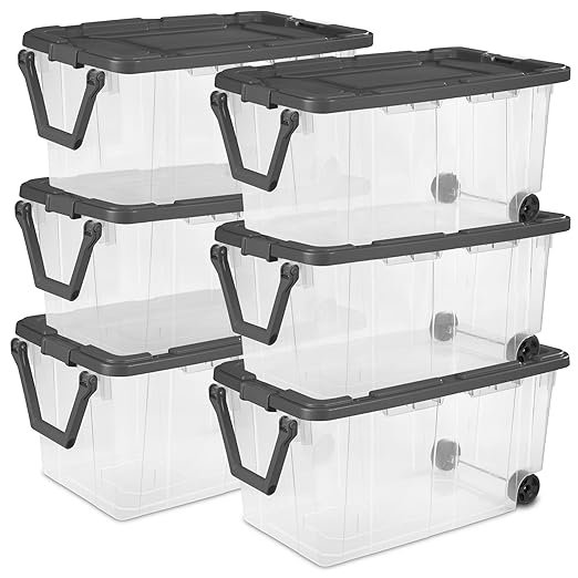 Sterilite 6-Pack Modular Stacker Box, Durable Clear Plastic Storage Bins by Sterilite