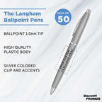 DISCOUNT PROMOS Custom Langham Ballpoint Pens Set of 50, Personalized Bulk Pack - Image 3